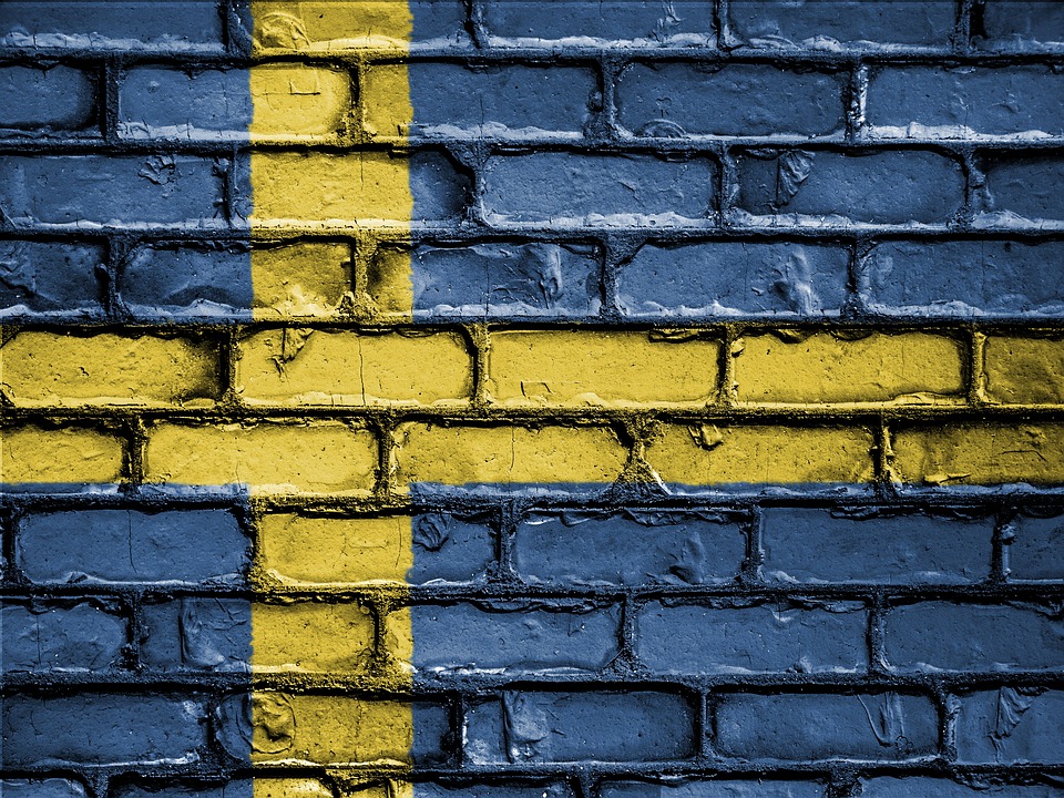 Schwedische Flagge Mauerkunst