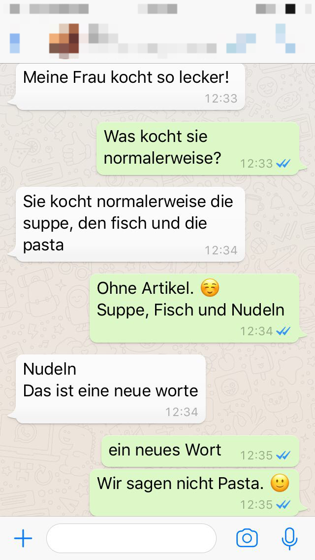 Screenshot WhatsApp German chat beginners
