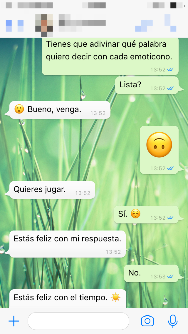 Screenshot WhatsApp Spanischunterricht mit Spielen